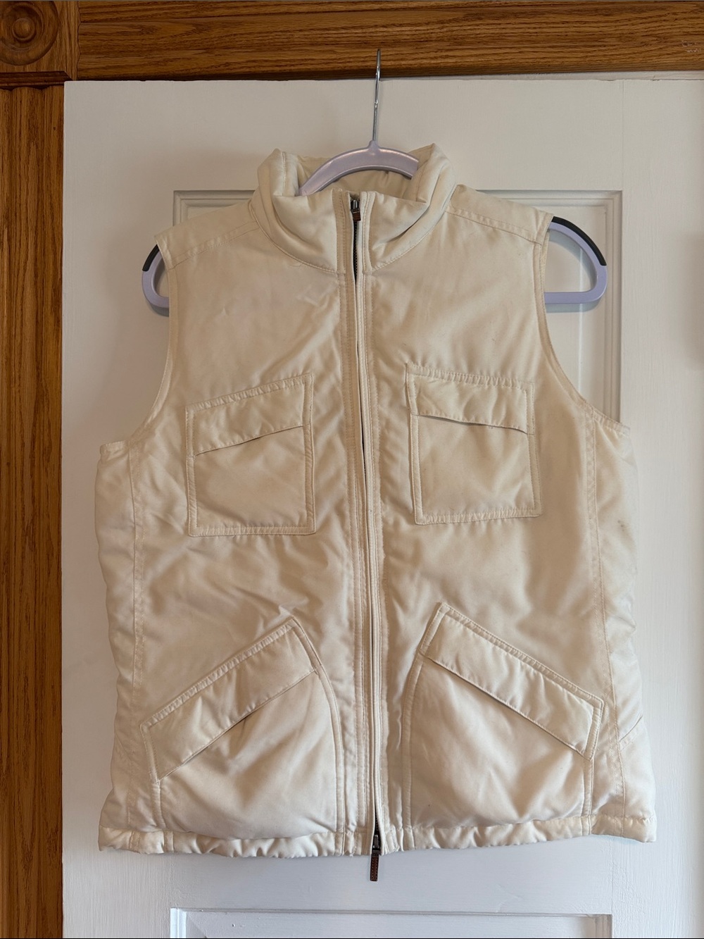 Ralph Lauren Cream Quilted Feather Puffer Vest Size M